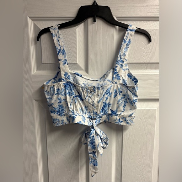 AQUA From Bloomingdale’s 100% Cotton Toile Crop Top Size Small - Picture 4 of 4